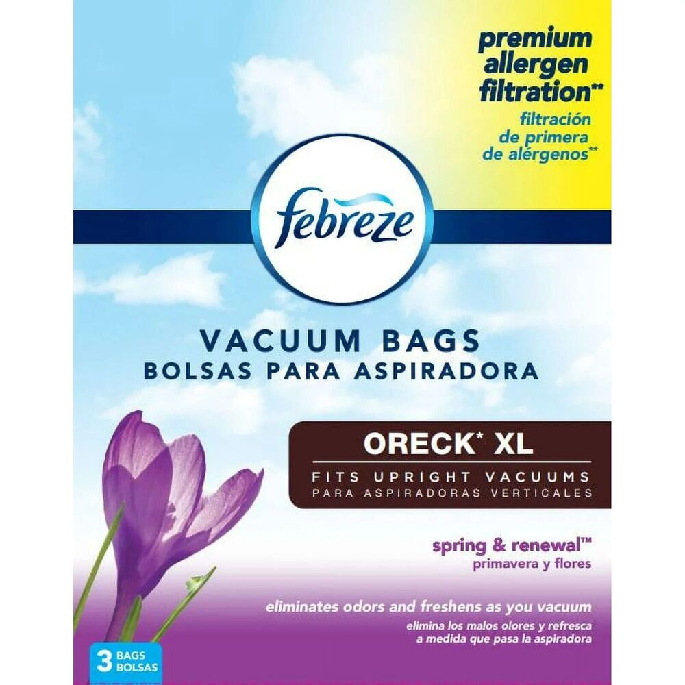 Febreze 3 ORECK XL VACUUM BAGS  Spring Renewal Scent Bissell Allergen Filtration